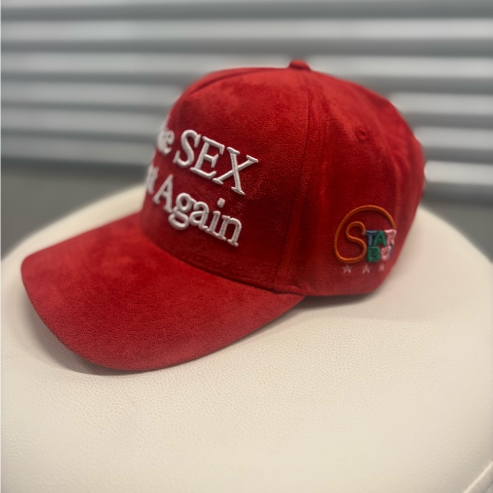Red Embroidered Cap - Picture 3 of 5